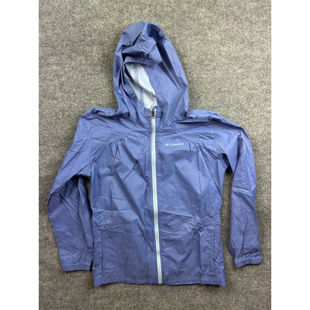 Columbia Windbreaker Kids XL Blue Hooded Full Zip Jacket 3299-ADM-1024
